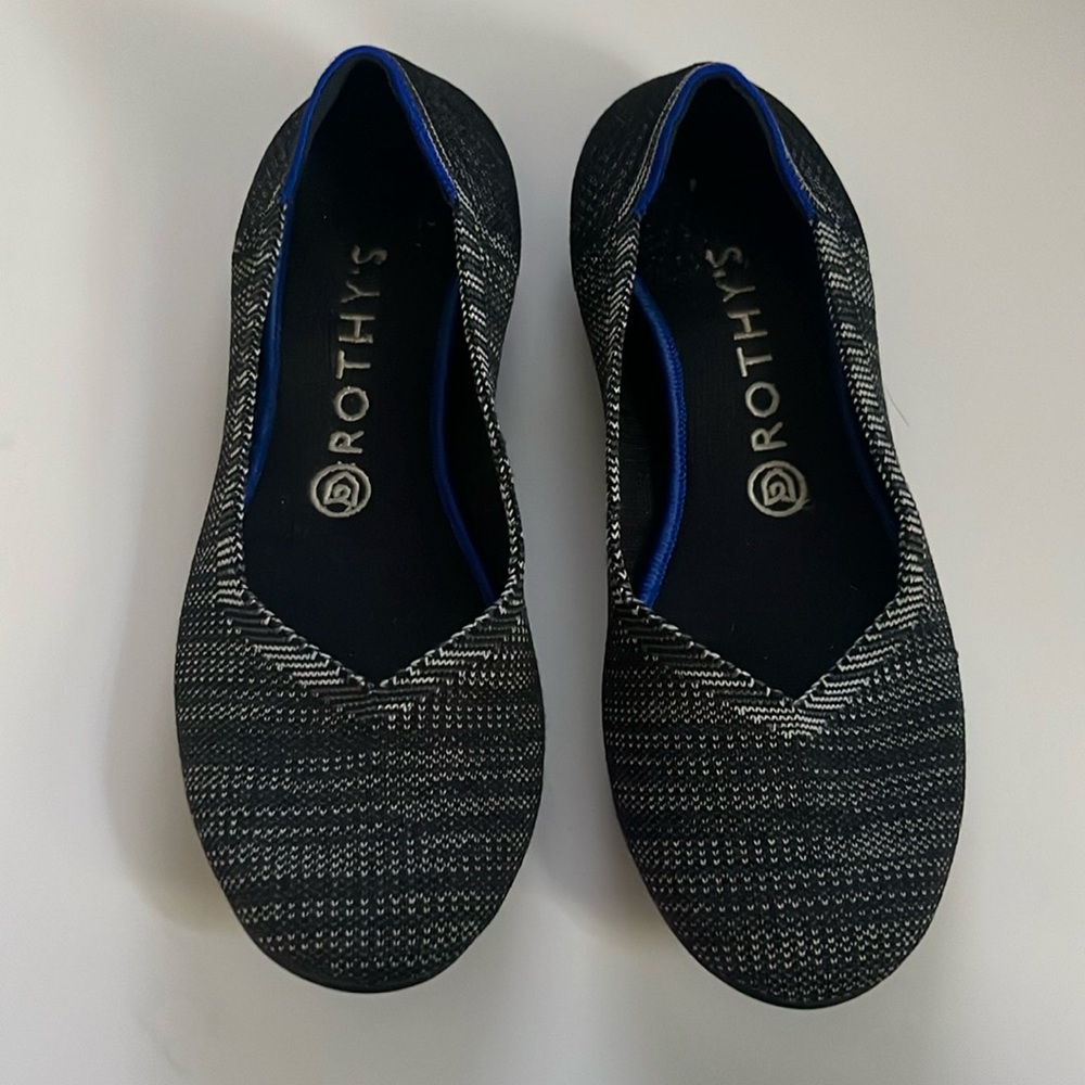 Rothy’s rounded toe ballet size 9 flat gray and blue